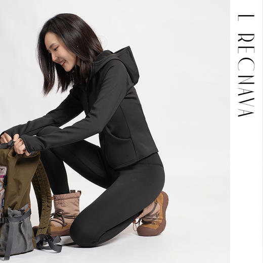 L RECNAVA [亲肤加厚绒] 超厚加绒修身保暖运动套装—拉链连帽外套修身显瘦—九分裤高腰收腹提臀 商品图8