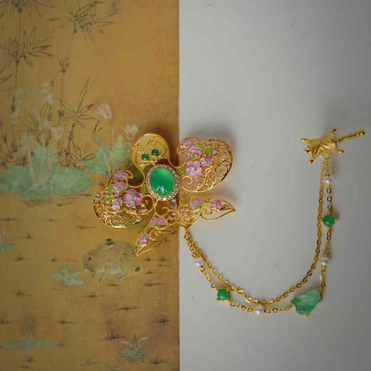 龢盒原创 风筝木那料翡翠胸针吊坠两用款 商品图0