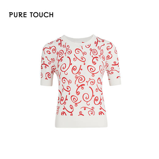 puretouch新年精致红白花纹针织衫1346244445 商品图4
