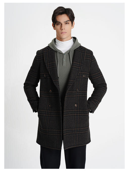 callisto高智系列咖啡色绵羊毛混纺大衣 商品图2