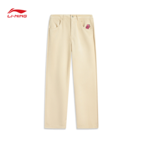 【S/M/L断码】李宁｜皮克斯草莓熊联名系列女子直筒针织休闲裤AKXU180【库存有限，如无货将做退款，介意慎拍】