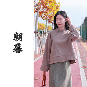 【抖音专属】朝暮•斜襟阔袖上衣（24808090-百灵鸟灰-设计师）