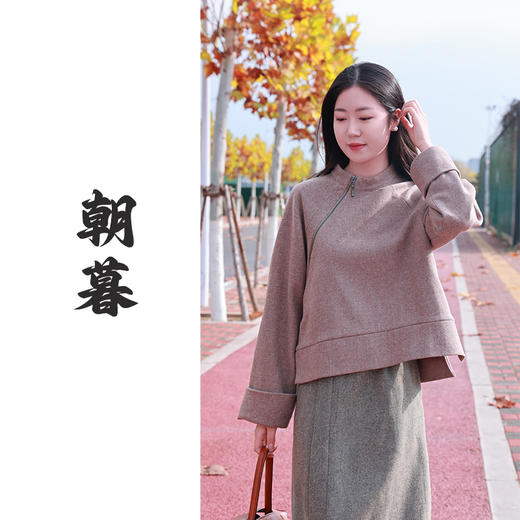 【抖音专属】朝暮•斜襟阔袖上衣（24808090-百灵鸟灰-设计师） 商品图0