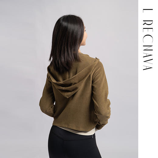 L RECNAVA [薄绒面料] 连帽拉链外套 坑条修身卫衣 商品图5