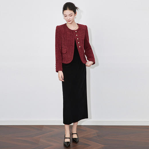 【高货wl】全新升级【铂金会员367/天猫499/差价132】(11940) 洛诗琳秋冬新款亮丝粗花呢时尚长袖法式短款小香风外套女 商品图0