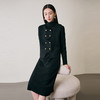 NEELLY纳俪冬季新款气质小立领黑色后开叉针织连衣裙套装女两件套N24114Y05503 商品缩略图3