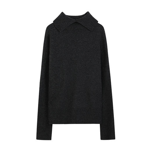 NEELLY纳俪商场同款冬季新款经典衬衫领开衩羊毛针织衫女宽松上衣N24111A01125 商品图3