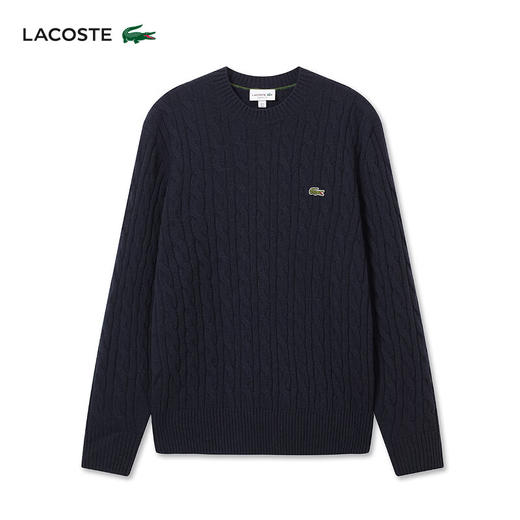 Lacoste【王一博同款】法国鳄鱼男装新款圆领绞花羊毛衫AH2924-10 商品图8