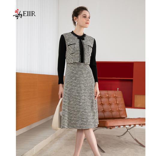 司歌假两件格子冬连衣裙针织弹力收腰A901056X 商品图4