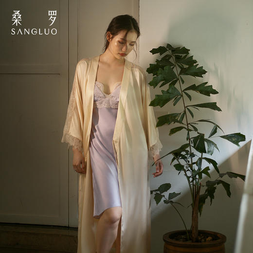 经典必备桑罗真丝性感睡裙女法式睫毛蕾丝拼接吊带裙短款收腰可外穿睡衣 商品图5