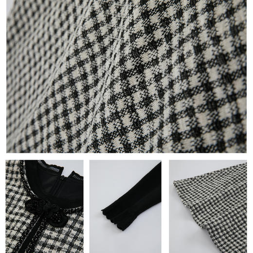 司歌假两件格子冬连衣裙针织弹力收腰A901056X 商品图3