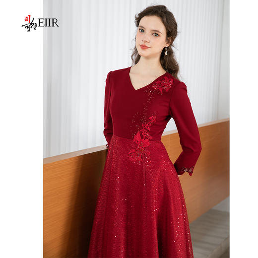 司歌喜庆礼服裙刺绣贵气长袖连衣裙A901014X 商品图1