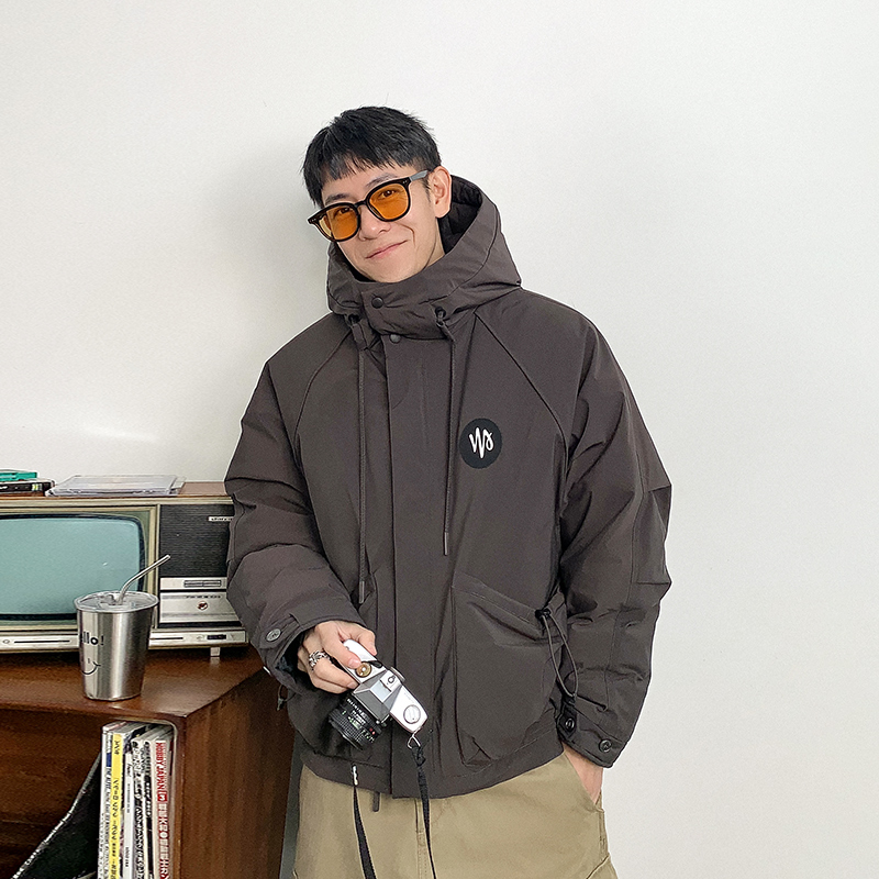 徐太浪时尚工装多口袋连帽羽绒服男冬季宽松休闲运动防风防寒外套