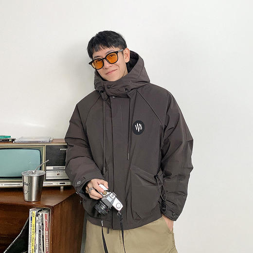 徐太浪时尚工装多口袋连帽羽绒服男冬季宽松休闲运动防风防寒外套 商品图0