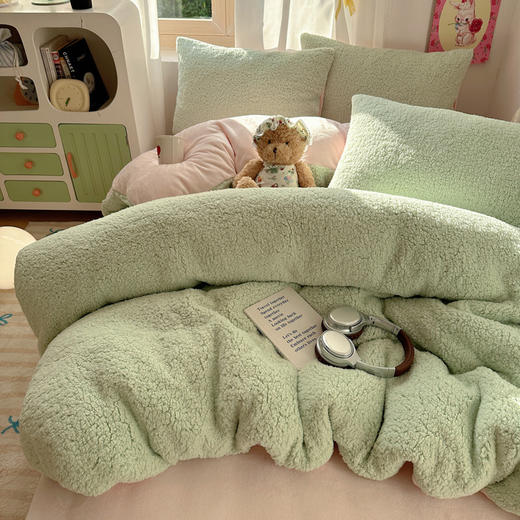 【软糯温暖】秋冬加厚ins韩系羊羔绒+牛奶绒四件套冬学生宿舍床牛奶绒三件套 商品图6