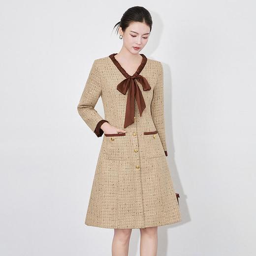 【高货wl】全新升级【铂金会员330/天猫439/差价109】(05928) 洛诗琳小香风轻奢亮片亮丝编织粗花呢拼接丝带领连衣裙 商品图4