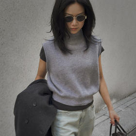 【顺丰包邮】00455 洛诗琳秋冬浣熊绒高领叠穿套头针织马甲女803