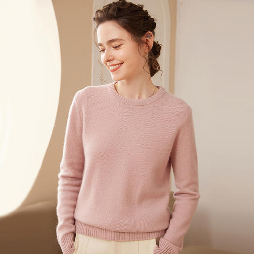 【高货QJ】全新升级【铂金会员367/天猫499/差价132】(35725) 洛诗琳秋冬新款加厚山羊绒针织打底衫长袖圆领宽松显瘦毛衣 商品图2