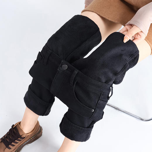 【GZ】无忧购秋冬韩版加绒加厚高腰修身显瘦直筒牛仔烟管裤3000厚绒（截单后7天发货)25年清仓捡漏 商品图5