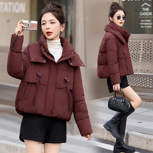 宽松休闲显瘦韩版翻领插肩袖短款百搭棉衣HHYS1392 商品图3