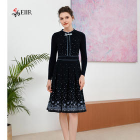 司歌提花针织收腰冬连衣裙弹力端庄A901048X