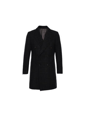 callisto高智系列咖啡色绵羊毛混纺大衣