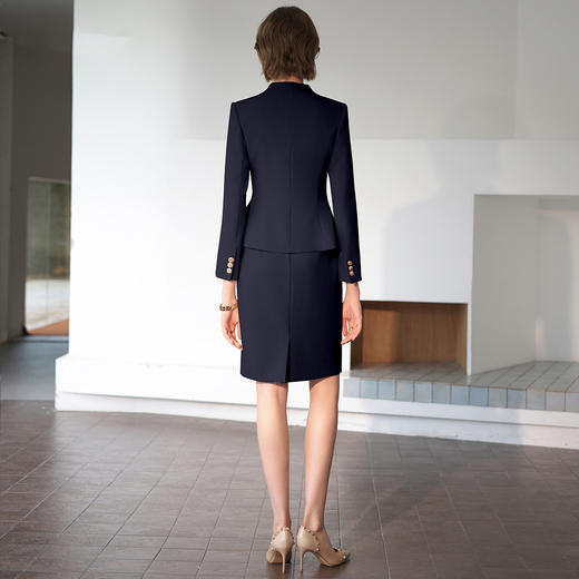 IWY/藏青色公务员正装女西装套装秋冬新款职业装连衣裙两件套工作服C2065-ZL+Q1206-ZL 商品图4