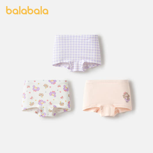巴拉巴拉宝宝内裤棉a类儿童平角短裤女童小童亲肤萌四角裤三条装 商品图2
