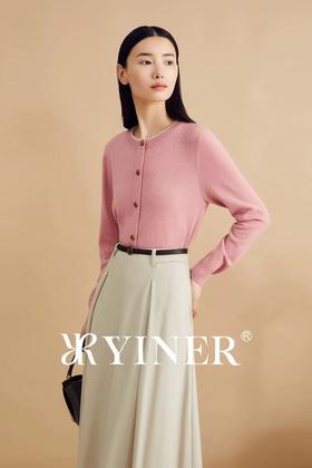 音儿2024新款法式小香风撞色圆领美丽诺羊毛针织衫