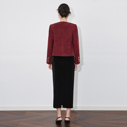 【高货wl】全新升级【铂金会员367/天猫499/差价132】(11940) 洛诗琳秋冬新款亮丝粗花呢时尚长袖法式短款小香风外套女 商品图4