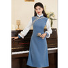 2024冬季新款年轻时尚改良新中式长款A版雪尼尔双袖旗袍SYK907977 商品缩略图3