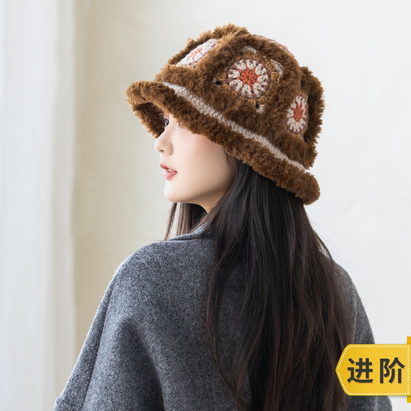 苏苏姐家绒绒拼花帽手工DIY编织钩针毛线团自制帽子材料包预