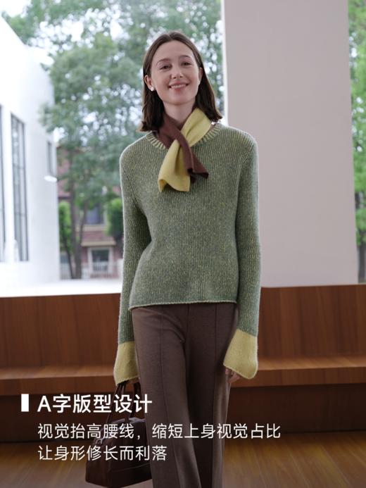 邓肯羊绒拼色套头毛衫FCE4CST035 商品图1