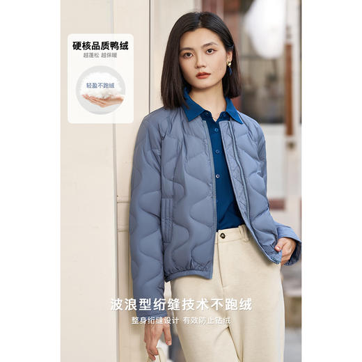 葡萄紫轻羽绒 90绒子含量 米思阳2025冬季新款气质淑女保暖短款羽绒服白鸭绒直筒外套女2946 商品图5