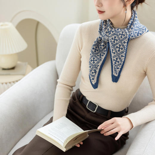 苏苏姐家波漾提花小围巾手工diy羊毛线棒针毛线团材料包 商品图1