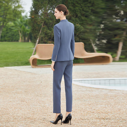 IWY/蓝色高端无领西服外套女士职业装春秋套装女职业装CP2013 商品图4