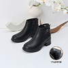 经典鲨2024冬季新款百搭圆头加绒侧拉链低粗跟通勤短筒靴女KW233-D58221 商品缩略图1