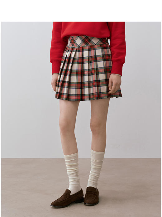 Teenie Weenie小熊格纹半身裙女冬季短裙TTWH248C19N 商品图1