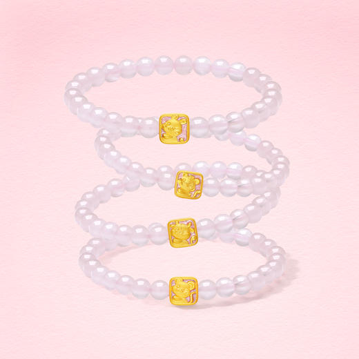 周六福黄金手串女十二生肖贴贴3d硬金生肖蛇本命年蛇年定价珐琅 商品图2