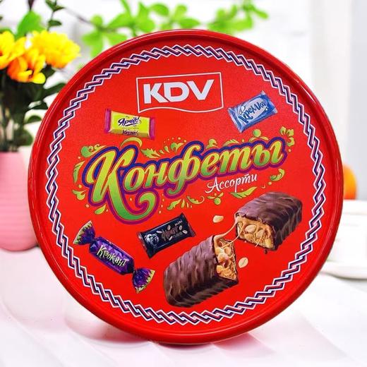 俄罗斯进口KDV花生牛奶巧克力糖精选铁盒装什锦口味夹心糖380g/盒【中欧班列精选】WWJ 商品图3