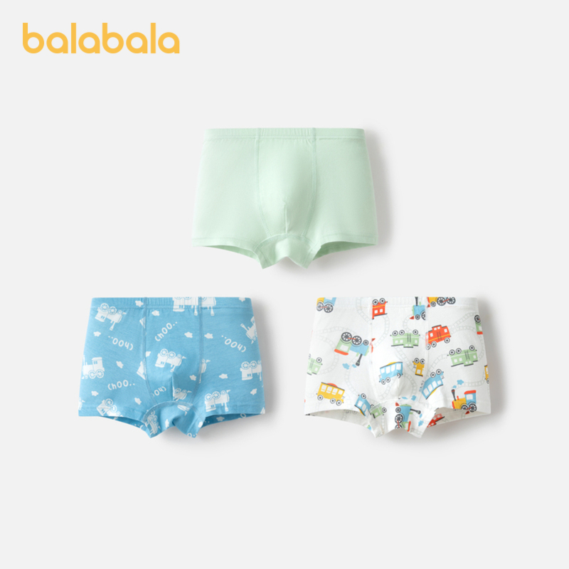 巴拉巴拉宝宝内裤棉a类儿童平角短裤男小童宝宝亲肤四角裤三条装