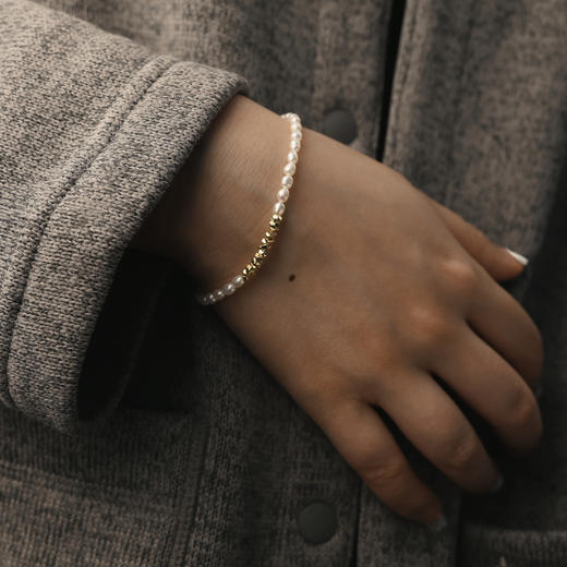 含晖·24K镀金碎金子米珠手链 商品图4