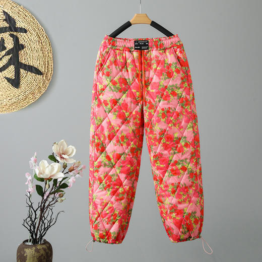 GYH 849简约纯色夹棉单排扣轻薄棉裤 商品图0