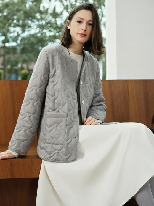 羊毛混纺针织拼接棉服FCE4COT136 商品图0