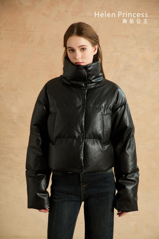 PU皮短款羽绒外套 商品图13