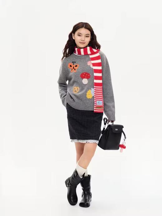 heris/H44106/圣诞氛围红色窄围巾 商品图3