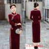 复古国风长款，雪尼尔九分袖旗袍GX-588222 商品缩略图1