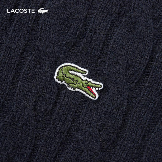 Lacoste【王一博同款】法国鳄鱼男装新款圆领绞花羊毛衫AH2924-10 商品图12
