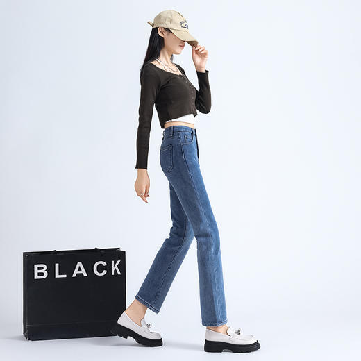 【GZ】无忧购秋冬韩版加绒加厚高腰修身显瘦直筒牛仔烟管裤3000厚绒（截单后7天发货)25年清仓捡漏 商品图7