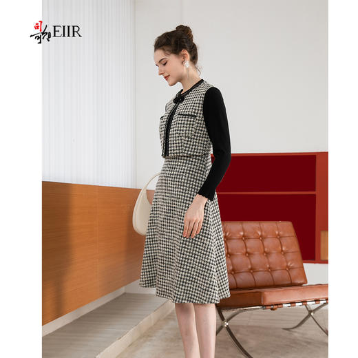 司歌假两件格子冬连衣裙针织弹力收腰A901056X 商品图1